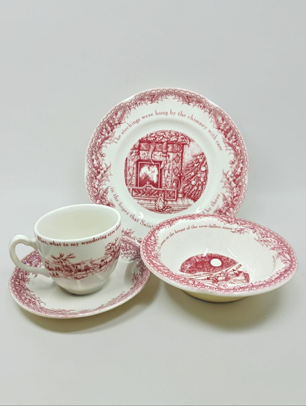 Noble Excellence Pink Twas The Night Before Christmas 4-piece Setting Stoneware